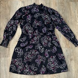 Elegant Black and Purple Paisley Dress